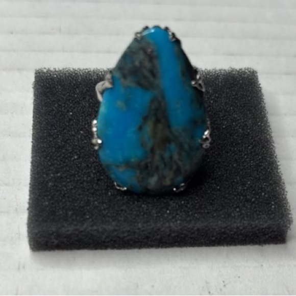 RARITIES Turquoise Sterling Silver Pear Shaped Ring Size 7 - Picture 1 of 10